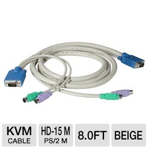 C2G Cables To Go 8 Foot Tru Spec 3 In 1 KVM Cable with Male/Male VGA and 2 Male/Male PS/2 Connectors (23474)