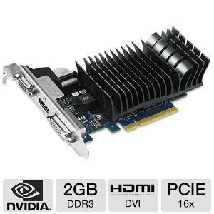 Asus GeForce GT 630 Video Card   2GB DDR3, PCI Express 2.0 (x16), 1x Dual Link DVI D, 1x D Sub (VGA), 1x HDMI, DirectX 11, Low Profile, Heatsink   GT630 SL 2GD3 L