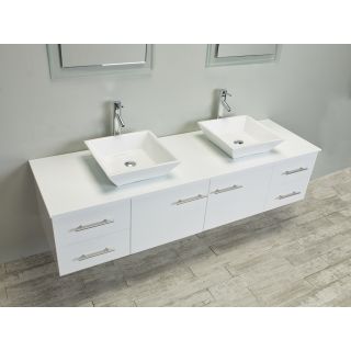 Eviva Totti Wave 72 Inch White Modern Double Sink Bathroom Vanity with