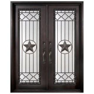 Iron Doors Unlimited 62 in. x 97.5 in. Texas Star Classic Full Lite Painted Oil Rubbed Bronze Wrought Iron Prehung Front Door WS6297LSLW