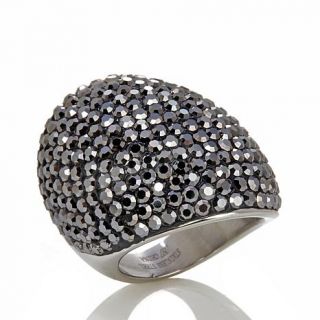 Stately Steel Bold Pavé Crystal Dome Ring   7787411