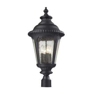 Z Lite 545PHB BK Medow 26 H 4 Light Outdoor Post Light in Sand Black with Clear Seedy Shade
