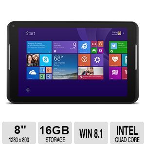 Ematic 8 IPS Quad Core Tablet   1280 x 800, Windows 8.1, 16GB, Front 3MP Camera / Back 2MP Camera,	Bluetooth 4.0 and McAfee 2016 Multi Access 1 User 5 Devices 1yr License