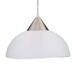 Globe Electric 1 Light Brushed Steel Portable Hanging Plug In Pendant with White Shade 64413