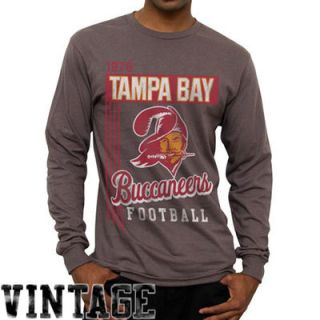 Tampa Bay Buccaneers Vintage Vertical Lines Long Sleeve T Shirt   Charcoal