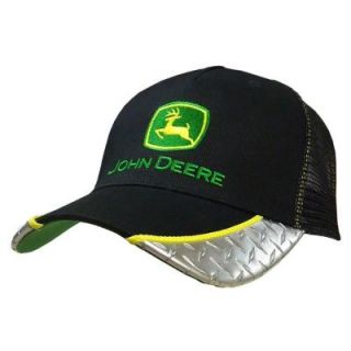 John Deere Men's One Size 5 Panel Trucker Hat/Cap in Black with Diamond Plate 13080226BK00