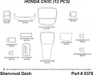 1996, 1997, 1998 Honda Civic Wood Dash Kits   Sherwood Innovations 0378 N50   Sherwood Innovations Dash Kits
