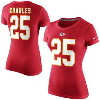 Nike Jamaal Charles Kansas City Chiefs Womens Red Player Name & Number T Shirt