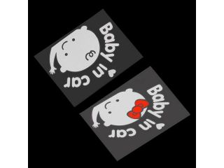 Cartoon Car Stickers Reflective Styling "Baby In Car" Warming Car Sticker