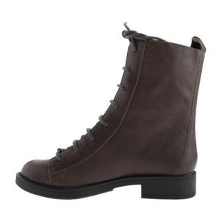 Womens Nine West Froyo Combat Boot Dark Grey Leather   17621651