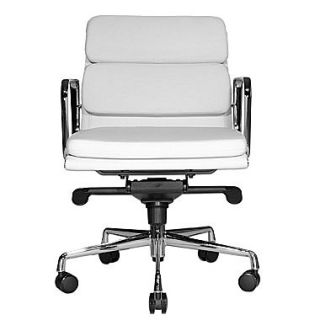 Wobi Office Clyde Low Back Leather Task Chair; White