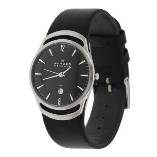 Skagen Womens Black Genuine Leather Watch   12143473  