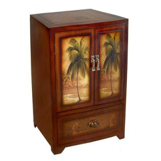 Cheungs Wooden Palm Tree Print 2 Door / Drawer Cabinet