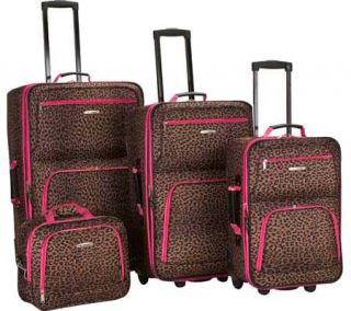 Rockland 4 Piece Luggage Set F125   Magenta Leopard    & Exchanges