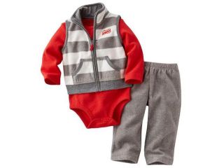 Carters Infant Boys Fireman Outfit Pants Shirt & Striped Jacket Vest 3 Months