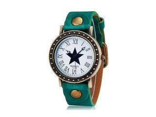 WOMAGE 523 9 Womens Star Print Round Dial Analog Watch (Green) M.