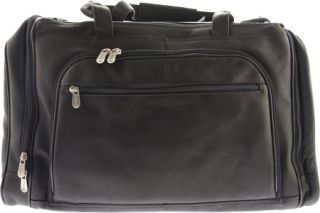 Piel Leather Multi Compartment Duffel Bag 2462   Black Leather    & Exchanges