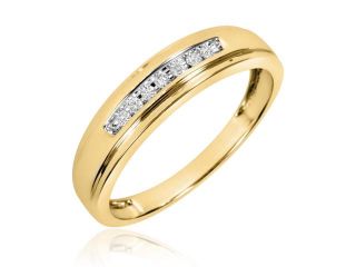 1/10 Carat T.W. Round Cut Diamond Men's Wedding Band 10K Yellow Gold  Size 6.5