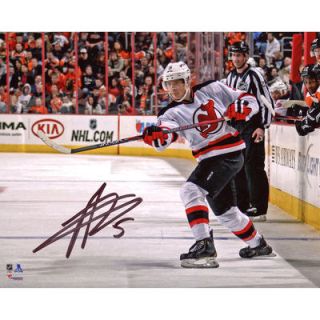 Adam Larsson New Jersey Devils  Authentic Autographed 8 x 10 Horizontal White Jersey Shooting Photograph