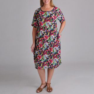 La Cera Womens Plus Abstract Floral Print Dress   Shopping