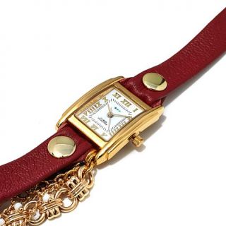 La Mer Pollara Goldtone and Beaded Chain Genuine Leather Wrap Design Watch   8228065