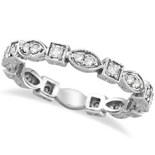14k Gold 0.36ct Antique Style Diamond Eternity Ring Band (G H, SI1 SI2