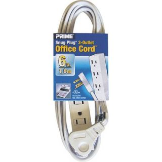Prime Wire 6 Foot 14/3 SJT 3 Outlet Office Cord, White