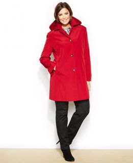 Calvin Klein Plus Size Hooded Single Breasted Raincoat   Coats   Women