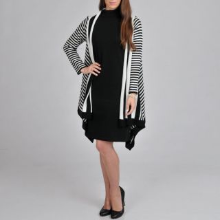 Lennie for Nina Leonard Womens Long Sleeve Sweater Dress with Striped