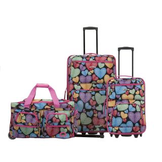 Rockland Hearts 3 piece Rolling Expandable Upright Luggage Set
