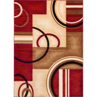 Well Woven Barclay Arcs and Shapes Red 5 ft. 3 in. x 7 ft. 3 in. Modern Geometric Area Rug 547805