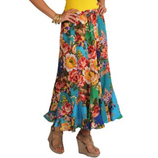 La Cera Womens Floral Print Swirl Skirt   14296132  