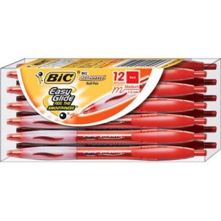 BIC Atlantis Retractable Ball Pen, Medium, Red, 1 Dozen