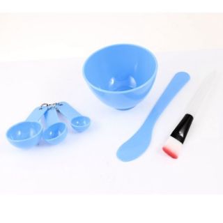 Blue Mixing Bowl Brush Stick Measuring Spoon Cosmetic DIY Tool Set 4