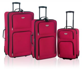 Travelers Club Expandable 3 Piece Travelers Set   Red   Luggage Sets
