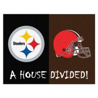 FANMATS NFL Steelers / Browns Black House Divided 2 ft. 10 in. x 3 ft. 9 in. Accent Rug 9578