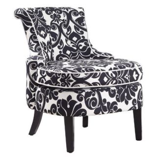 Powell Furniture 243 620 Classic Seating Diana Swoop Back Cap Arm Accent Chair in Black and White Floral Chenille